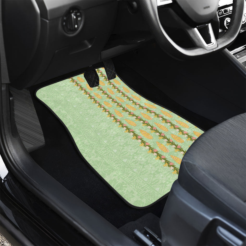Hawaii Shell Tiare Anthurium Heliconia Lei Car Mats With Tapa Pattern Baby Green