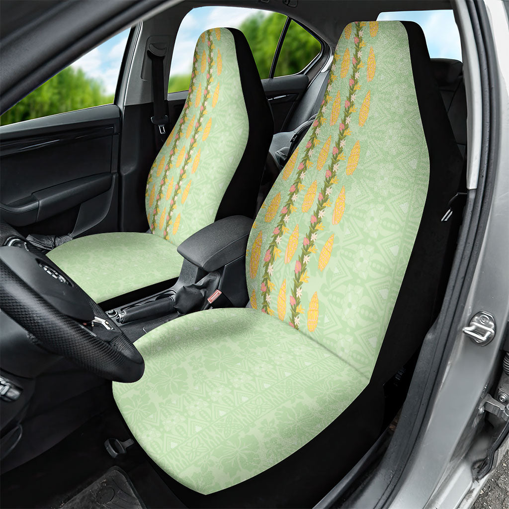Hawaii Shell Tiare Anthurium Heliconia Lei Car Seat Cover With Tapa Pattern Baby Green