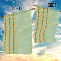 Hawaii Shell Tiare Anthurium Heliconia Lei Garden Flag With Tapa Pattern Baby Green
