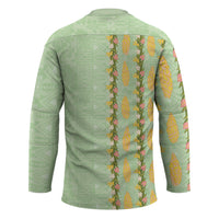 Hawaii Shell Tiare Anthurium Heliconia Lei Hockey Jersey With Tapa Pattern Baby Green
