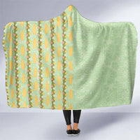 Hawaii Shell Tiare Anthurium Heliconia Lei Hooded Blanket With Tapa Pattern Baby Green