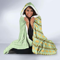 Hawaii Shell Tiare Anthurium Heliconia Lei Hooded Blanket With Tapa Pattern Baby Green