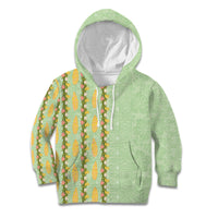 Hawaii Shell Tiare Anthurium Heliconia Lei Kid Hoodie With Tapa Pattern Baby Green
