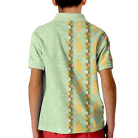 Hawaii Shell Tiare Anthurium Heliconia Lei Kid Polo Shirt With Tapa Pattern Baby Green