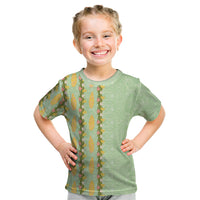 Hawaii Shell Tiare Anthurium Heliconia Lei Kid T Shirt With Tapa Pattern Baby Green