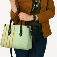 Hawaii Shell Tiare Anthurium Heliconia Lei Leather Bag With Tapa Pattern Baby Green