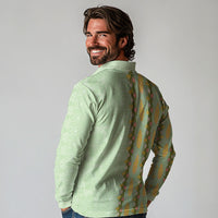 Hawaii Shell Tiare Anthurium Heliconia Lei Long Sleeve Polo Shirt With Tapa Pattern Baby Green