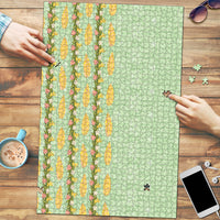 Hawaii Shell Tiare Anthurium Heliconia Lei Puzzle With Tapa Pattern Baby Green