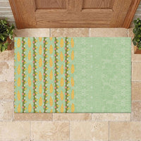 Hawaii Shell Tiare Anthurium Heliconia Lei Rubber Doormat With Tapa Pattern Baby Green
