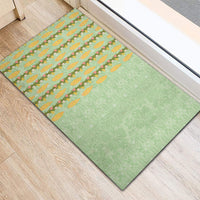 Hawaii Shell Tiare Anthurium Heliconia Lei Rubber Doormat With Tapa Pattern Baby Green