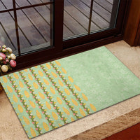 Hawaii Shell Tiare Anthurium Heliconia Lei Rubber Doormat With Tapa Pattern Baby Green
