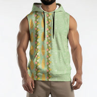 Hawaii Shell Tiare Anthurium Heliconia Lei Sleeveless Hoodie With Tapa Pattern Baby Green