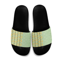 Hawaii Shell Tiare Anthurium Heliconia Lei Slide Sandals With Tapa Pattern Baby Green