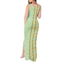 Hawaii Shell Tiare Anthurium Heliconia Lei Tank Maxi Dress With Tapa Pattern Baby Green