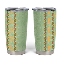 Hawaii Shell Tiare Anthurium Heliconia Lei Tumbler Cup With Tapa Pattern Baby Green