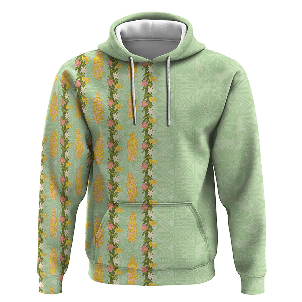 Hawaii Shell Tiare Anthurium Heliconia Lei Zip Hoodie With Tapa Pattern Baby Green
