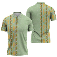 Hawaii Shell Tiare Anthurium Heliconia Lei Zipper Polo Shirt With Tapa Pattern Baby Green