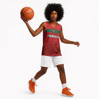 Custom Morocco Football 2026 Basketball Jersey Atlas Lions Breathtaking Victory Red Version