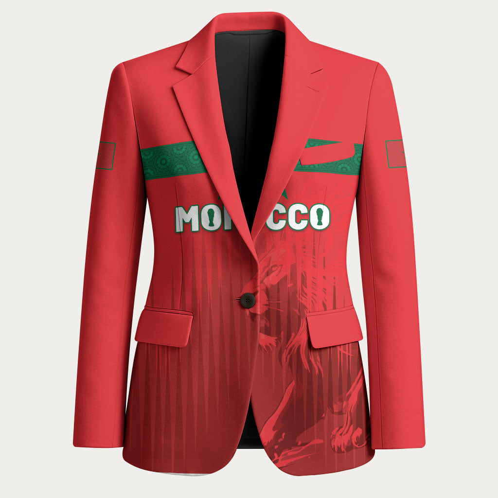 Custom Morocco Football 2026 Blazer Atlas Lions Breathtaking Victory Red Version LT05 Unisex Red - Polynesian Pride