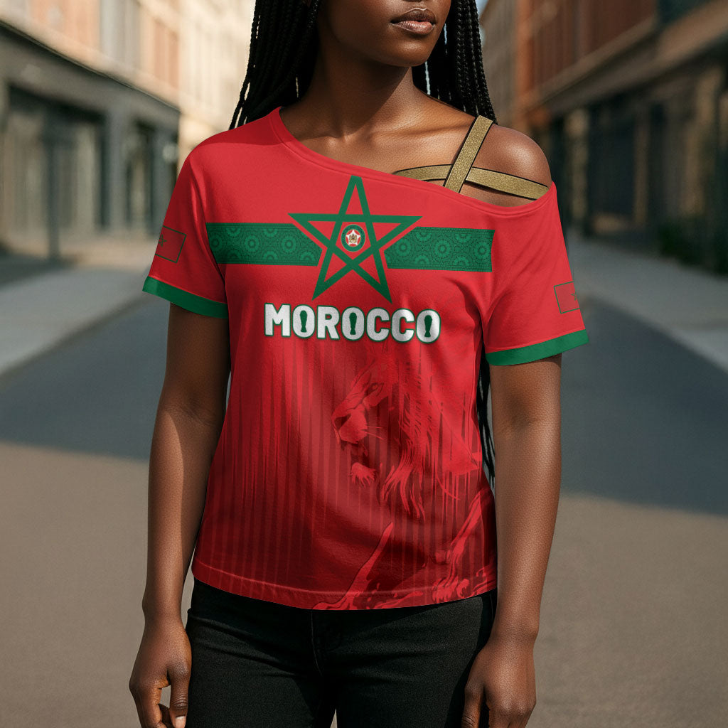 Custom Morocco Football 2026 Cross Shoulder Shirt Atlas Lions Breathtaking Victory Red Version
