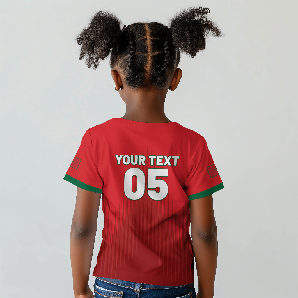 Custom Morocco Football 2026 Kid T shirt Atlas Lions Breathtaking Victory Red Version