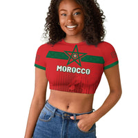 Custom Morocco Football 2026 Raglan Cropped T shirt Atlas Lions Breathtaking Victory Red Version