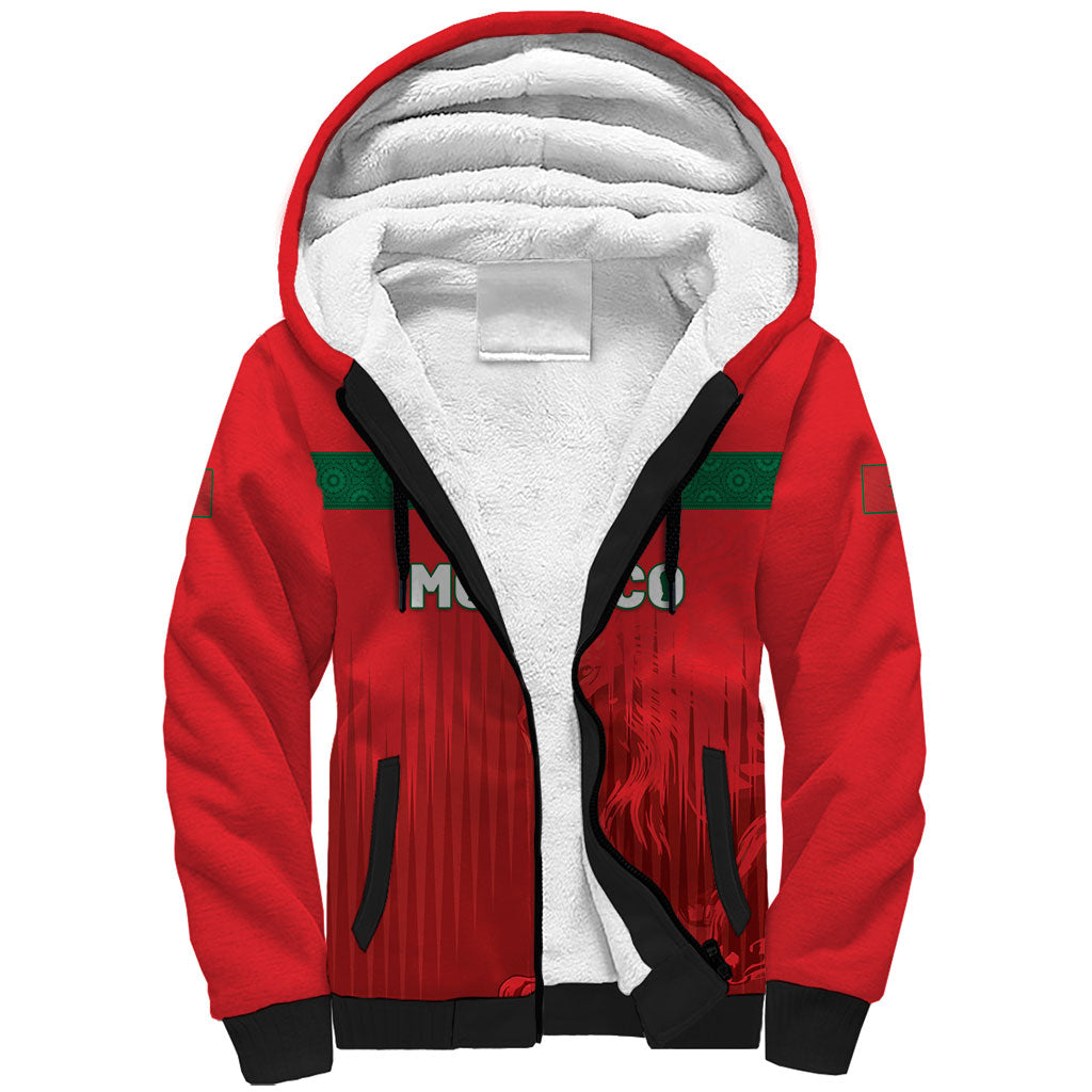 Custom Morocco Football 2026 Sherpa Hoodie Atlas Lions Breathtaking Victory Red Version LT05 Unisex Red - Polynesian Pride