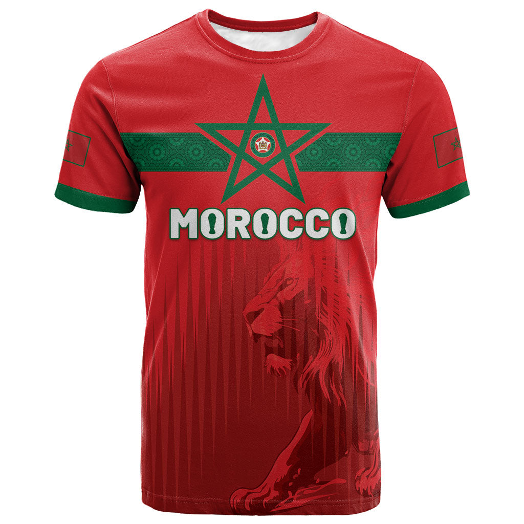 Custom Morocco Football 2026 T shirt Atlas Lions Breathtaking Victory Red Version LT05 Red - Polynesian Pride