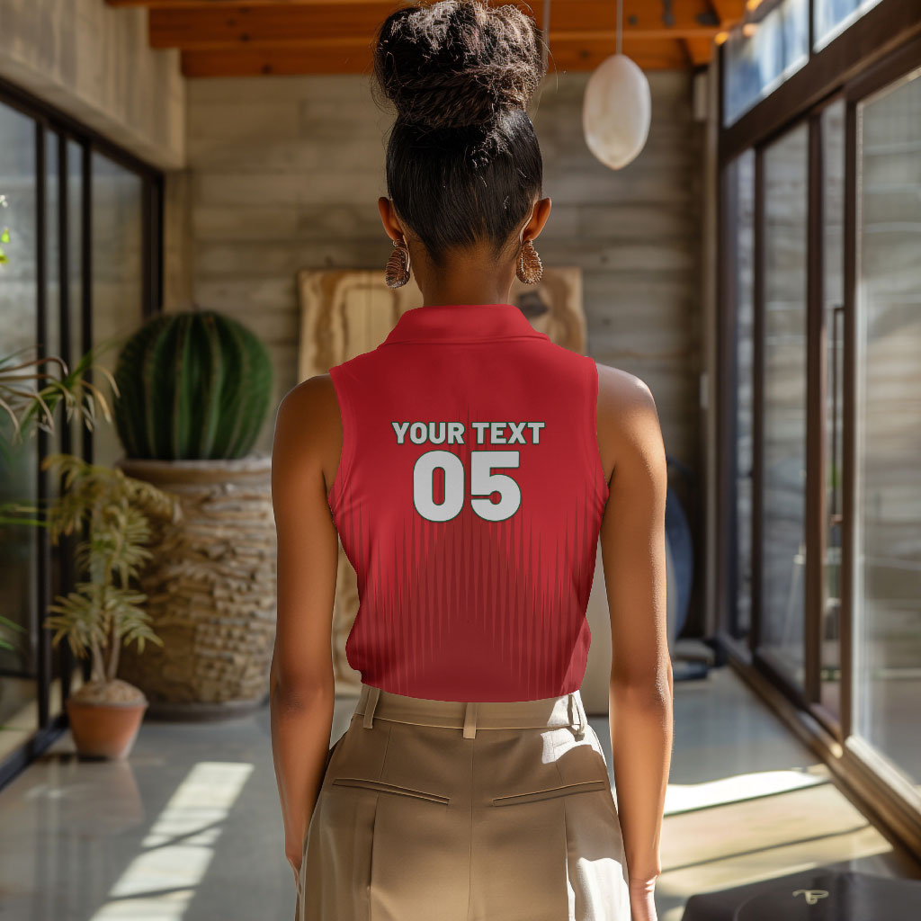 Custom Morocco Football 2026 Women Sleeveless Polo Shirt Atlas Lions Breathtaking Victory Red Version