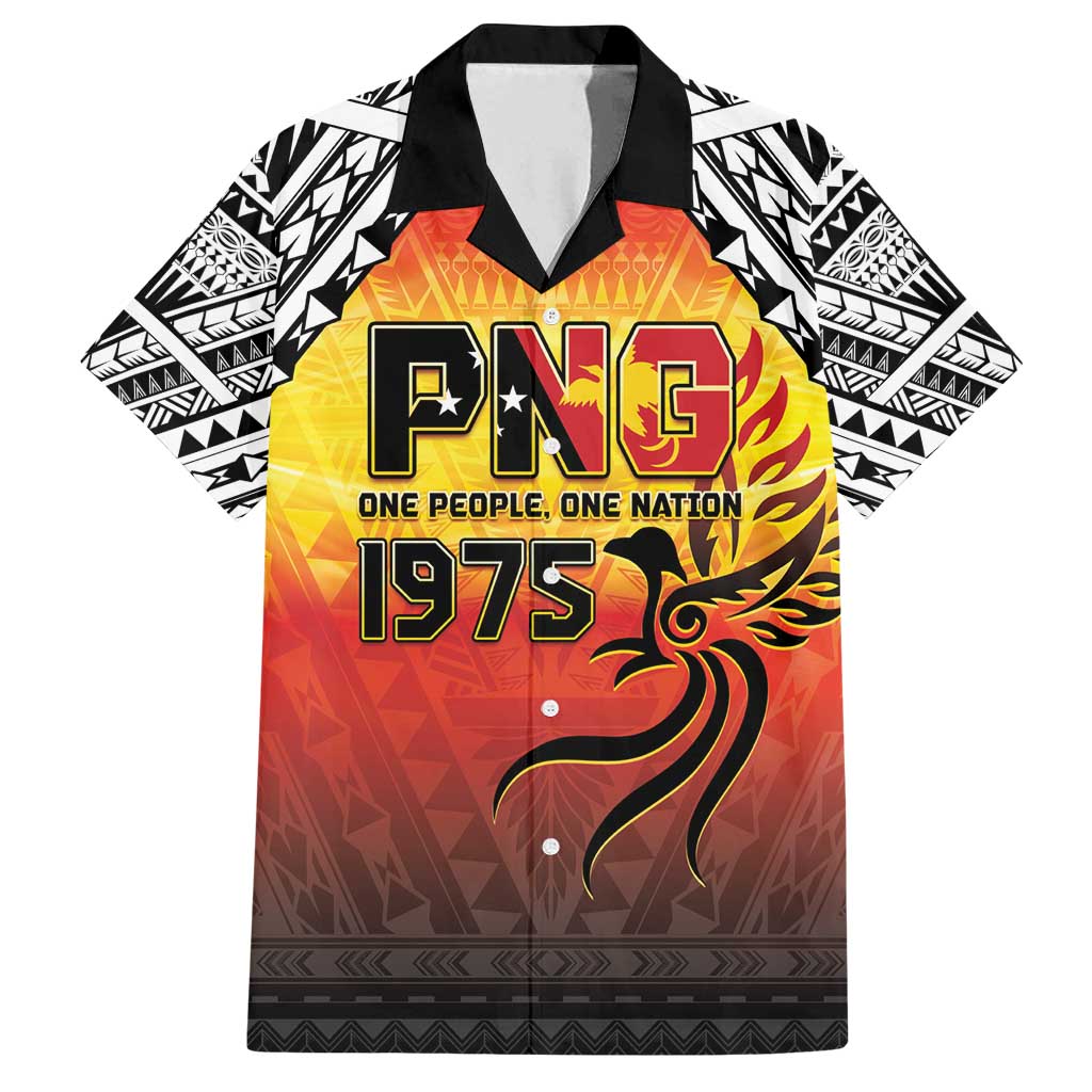Papua New Guinea 50th Independence Day Family Matching Off Shoulder Maxi Dress and Hawaiian Shirt One People One Nation One PNG LT05 Dad's Shirt - Short Sleeve Yellow - Polynesian Pride