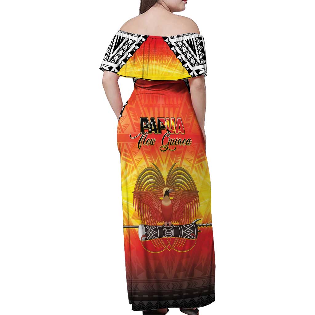 Papua New Guinea 50th Independence Day Family Matching Off Shoulder Maxi Dress and Hawaiian Shirt One People One Nation One PNG LT05 - Polynesian Pride