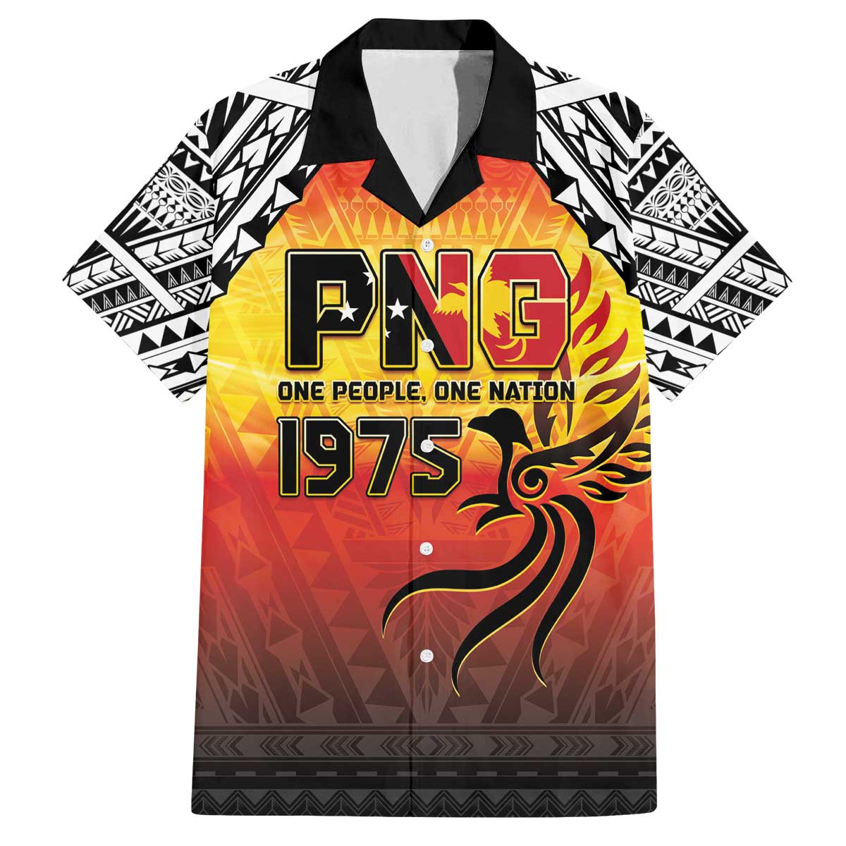 Papua New Guinea 50th Independence Day Family Matching Off Shoulder Short Dress and Hawaiian Shirt One People One Nation One PNG LT05 Dad's Shirt - Short Sleeve Yellow - Polynesian Pride