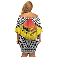 Papua New Guinea 50th Independence Day Family Matching Off Shoulder Short Dress and Hawaiian Shirt One People One Nation One PNG LT05 - Polynesian Pride
