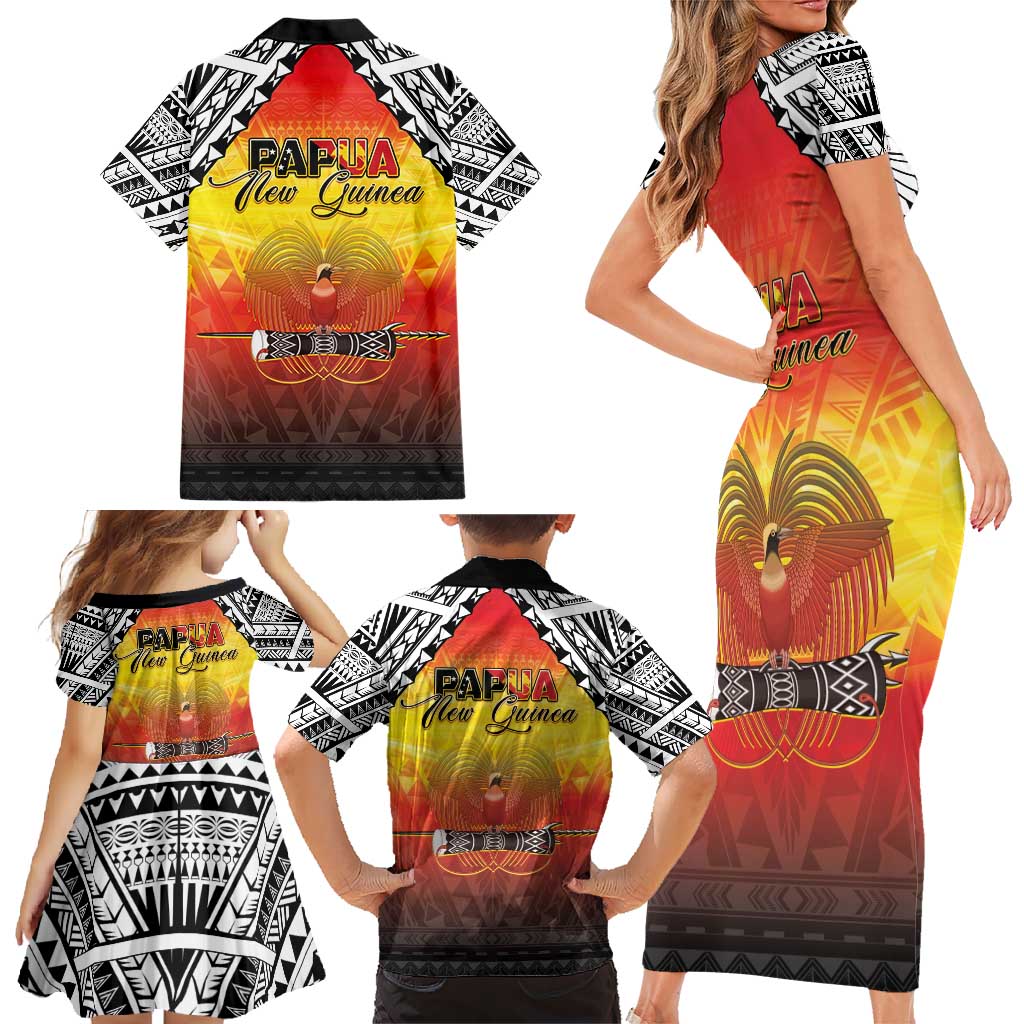 Papua New Guinea 50th Independence Day Family Matching Short Sleeve Bodycon Dress and Hawaiian Shirt One People One Nation One PNG LT05 - Polynesian Pride