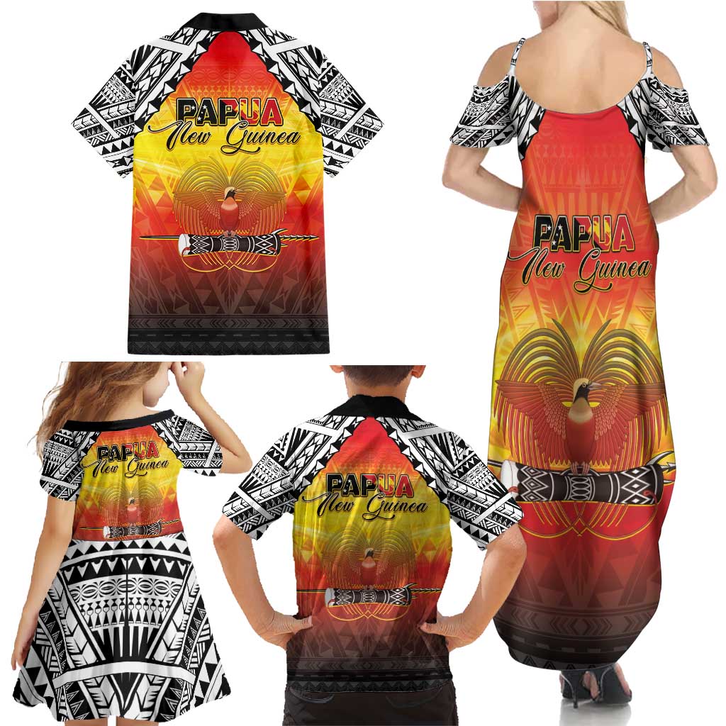 Papua New Guinea 50th Independence Day Family Matching Summer Maxi Dress and Hawaiian Shirt One People One Nation One PNG LT05 - Polynesian Pride