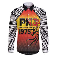Papua New Guinea 50th Independence Day Family Matching Summer Maxi Dress and Hawaiian Shirt One People One Nation One PNG LT05 Dad's Shirt - Long Sleeve Yellow - Polynesian Pride