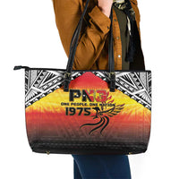 Papua New Guinea 50th Independence Day Leather Tote Bag One People One Nation One PNG LT05 - Polynesian Pride