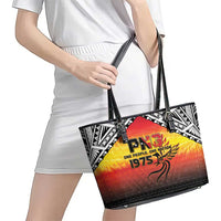 Papua New Guinea 50th Independence Day Leather Tote Bag One People One Nation One PNG LT05 - Polynesian Pride