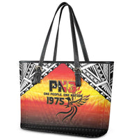 Papua New Guinea 50th Independence Day Leather Tote Bag One People One Nation One PNG LT05 - Polynesian Pride