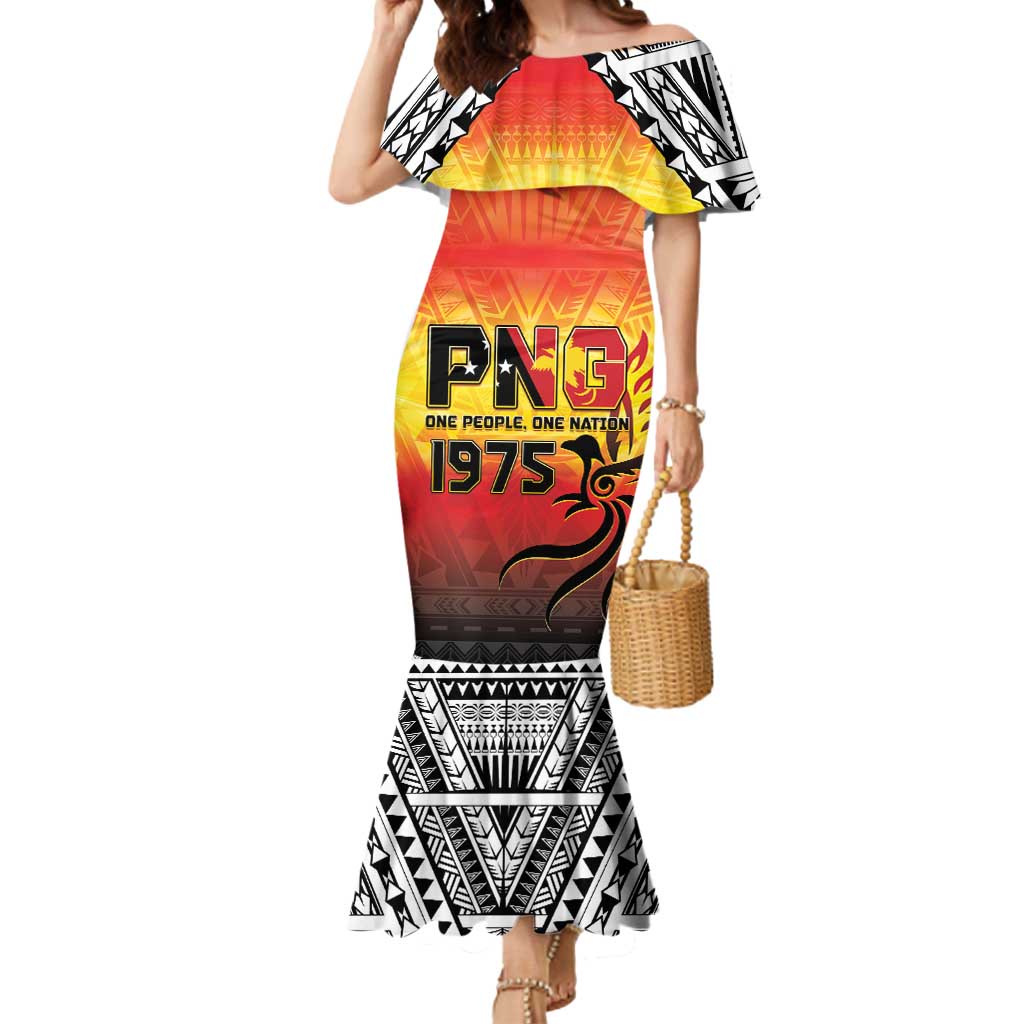 Papua New Guinea 50th Independence Day Mermaid Dress One People One Nation One PNG LT05 Women Yellow - Polynesian Pride