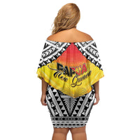 Papua New Guinea 50th Independence Day Off Shoulder Short Dress One People One Nation One PNG LT05 - Polynesian Pride
