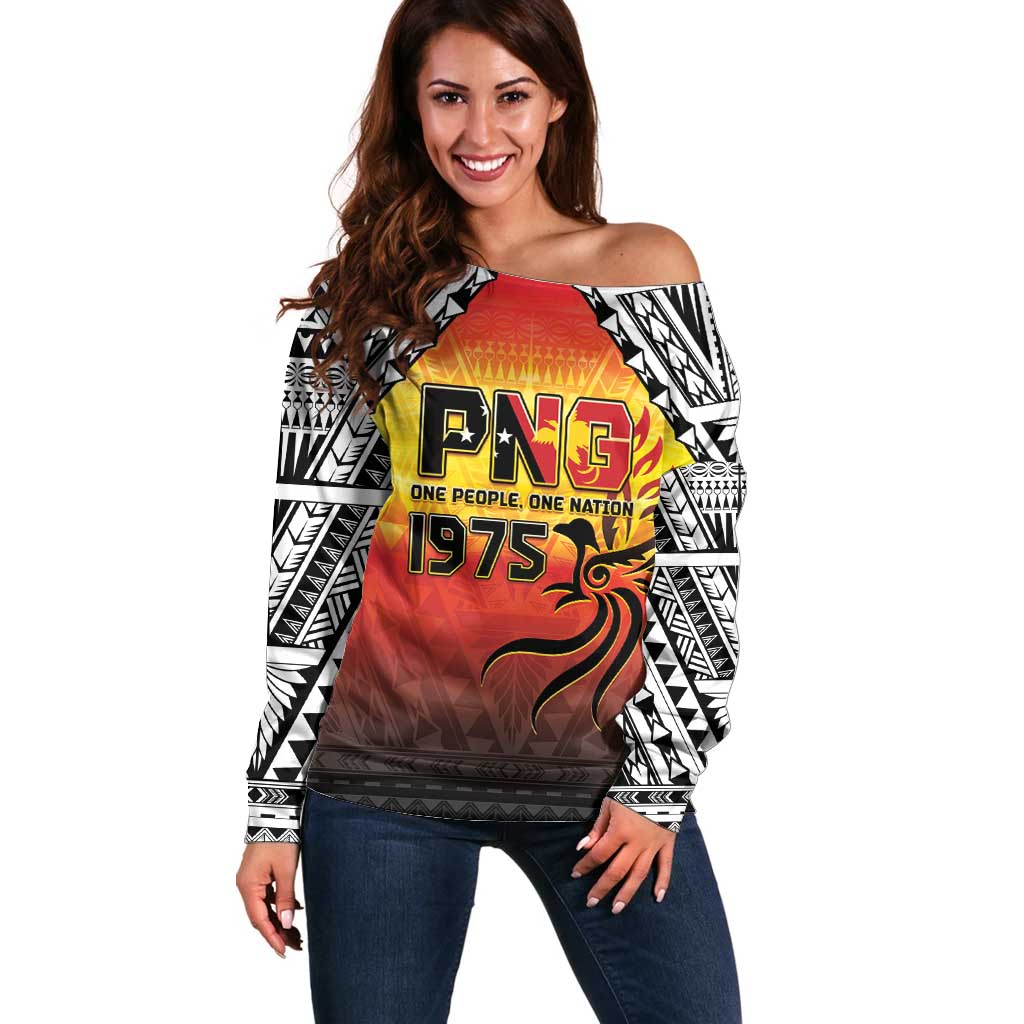 Papua New Guinea 49th Independence Day Off Shoulder Sweater One People One Nation One PNG