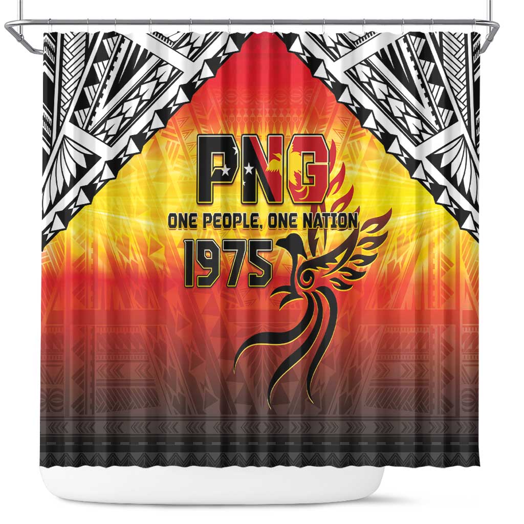 Papua New Guinea 50th Independence Day Shower Curtain One People One Nation One PNG LT05 Yellow - Polynesian Pride
