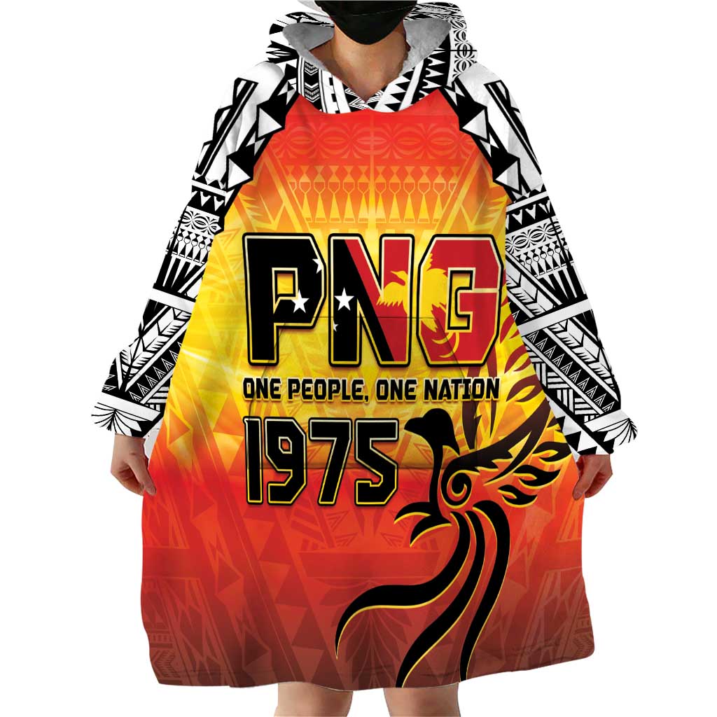 Papua New Guinea 50th Independence Day Wearable Blanket Hoodie One People One Nation One PNG LT05 - Polynesian Pride