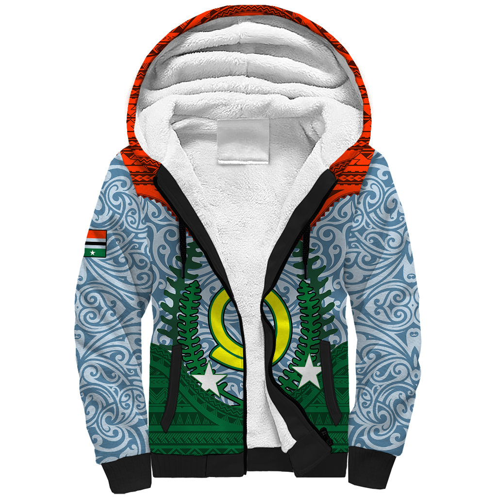 Vanuatu Penama Province Sherpa Hoodie Vanuatuan Coat Of Arms Polynesian Pattern LT05 Unisex Green - Polynesian Pride