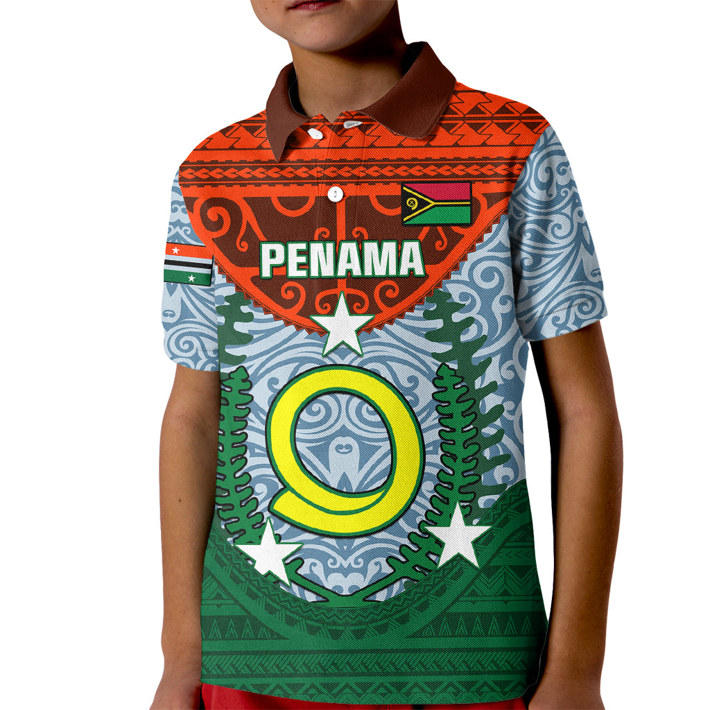 Personalized Vanuatu Penama Province Kid Polo Shirt Vanuatuan Coat Of Arms Polynesian Pattern LT05 Kid Green - Polynesian Pride
