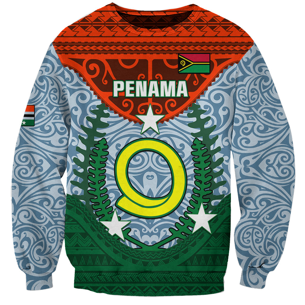 Personalized Vanuatu Penama Province Sweatshirt Vanuatuan Coat Of Arms Polynesian Pattern LT05 Unisex Green - Polynesian Pride