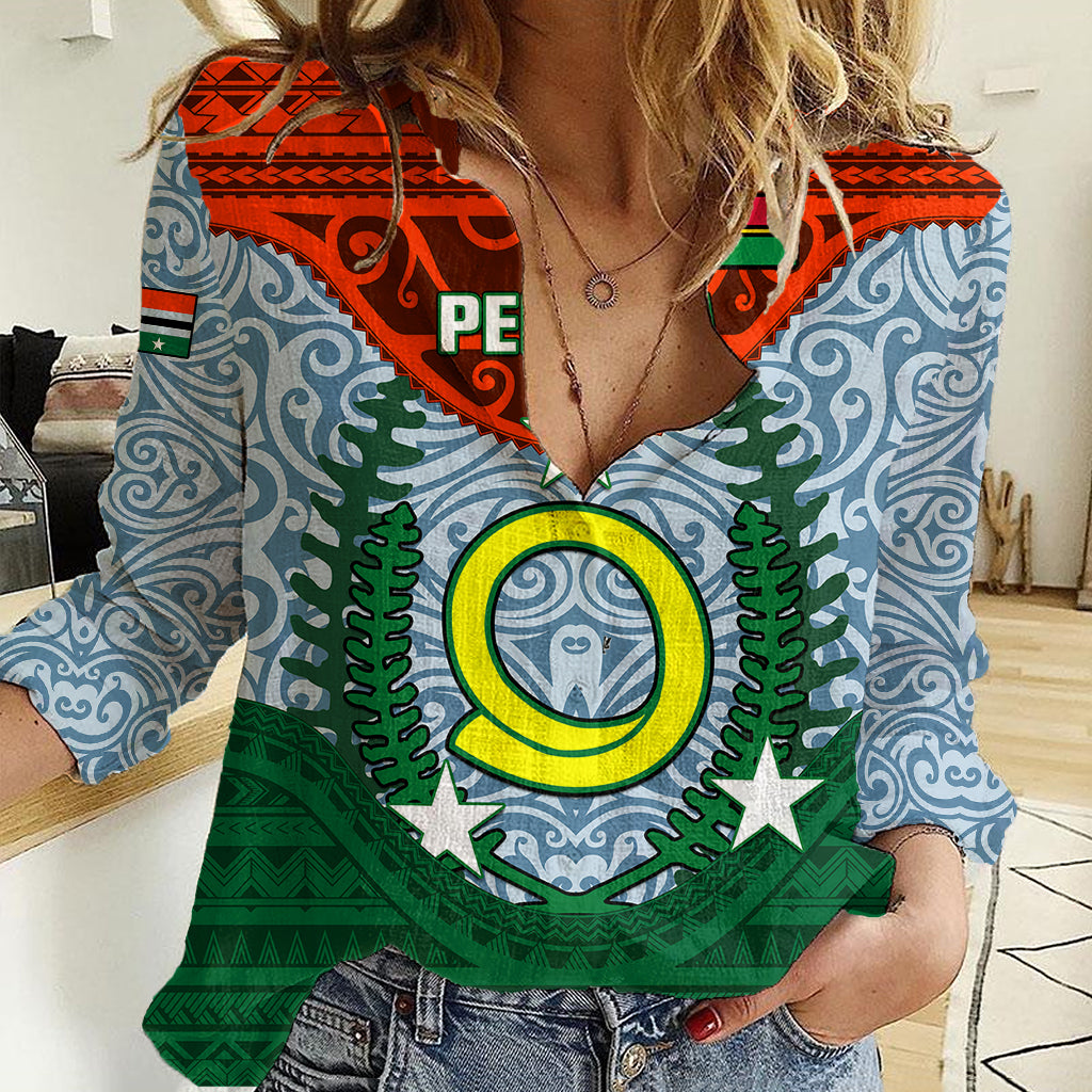 Personalized Vanuatu Penama Province Women Casual Shirt Vanuatuan Coat Of Arms Polynesian Pattern LT05 Female Green - Polynesian Pride