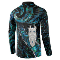 New Zealand Aotearoa Button Sweatshirt Maori Tane Te Waiora Paua Shell Glitter Turquoise