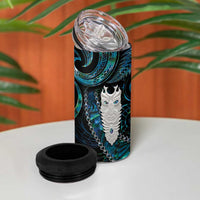 New Zealand Aotearoa 4 in 1 Can Cooler Tumbler Maori Tane Te Waiora Paua Shell Glitter Turquoise